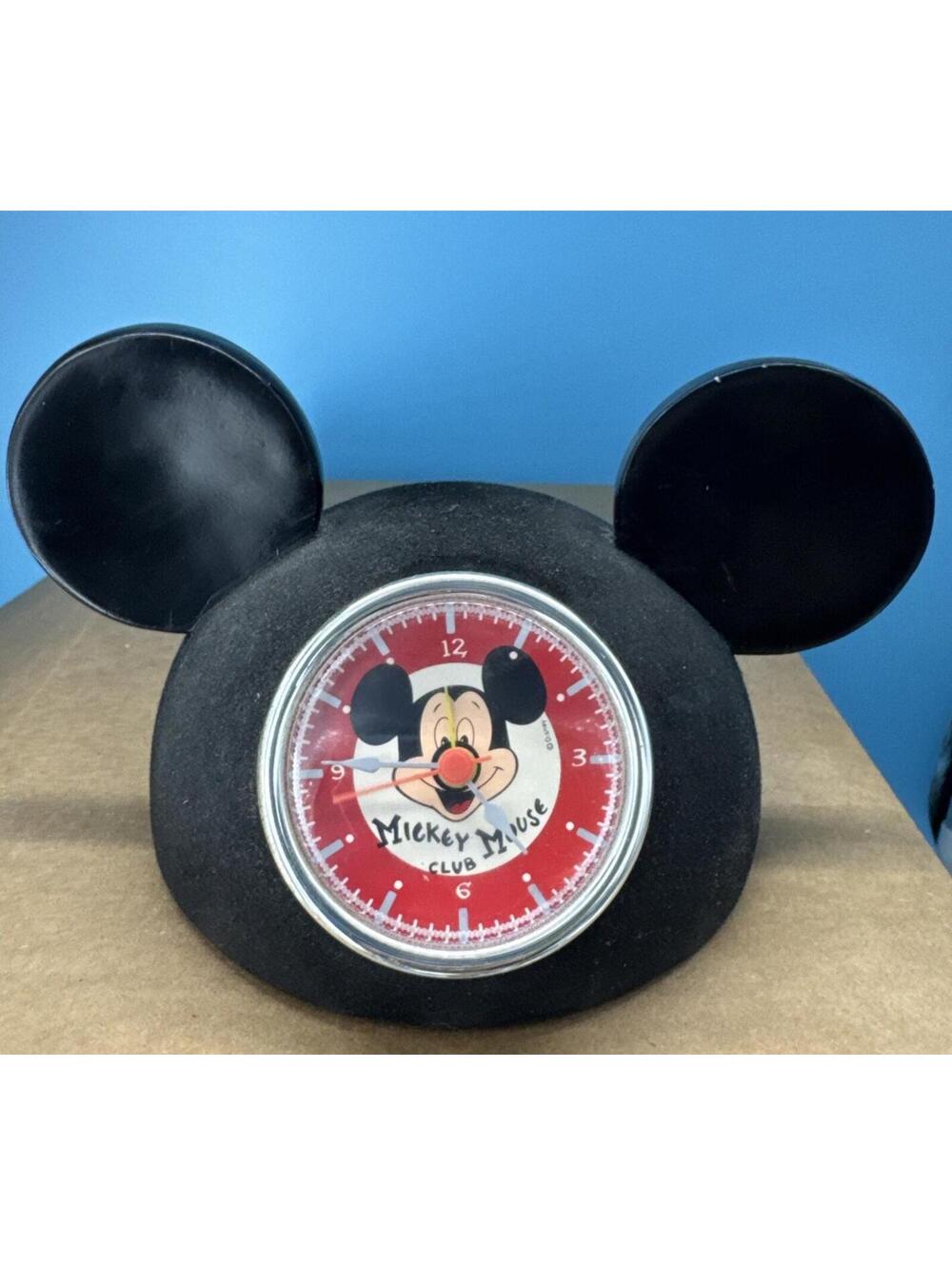 Disneyland Disney Parks Mickey Mouse Club Black Fuzzy Ears Clock Works